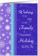 Christmas from All of Us Card - Purple Blue Snowflakes card