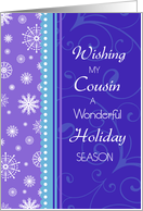 Christmas for Cousin Card - Purple Blue Snowflakes card