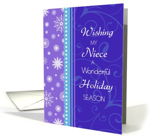 Christmas for Niece Card - Purple Blue Snowflakes card (667283)