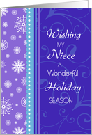 Christmas for Niece Card - Purple Blue Snowflakes card