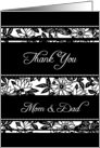 Parents Thank You Wedding Day Card - Black and White Floral card