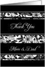 Parents Thank You Wedding Day Card - Black and White Floral card