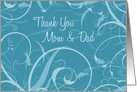 Parents Thank You Wedding Day Card - Turquoise Floral card