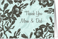 Parents Thank You Wedding Day Card - Blue Floral card