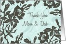 Parents Thank You Wedding Day Card - Blue Floral card