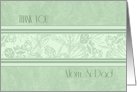 Parents Thank You Wedding Day Card - Green Floral card