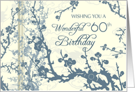 Happy 60th Birthday Card - Blue and Beige Floral card
