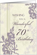 Happy 70th Birthday Card - Purple and Beige Floral card