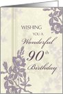 Happy 90th Birthday - Purple and Beige Floral card
