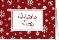 Christmas Party Invitation Card - Red and White Snowflakes card
