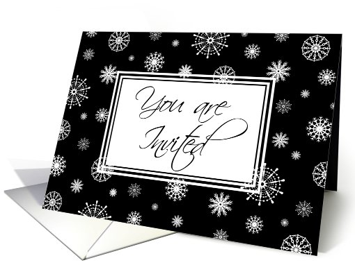 Office Christmas Party Invitation Card - Black and White... (670231)