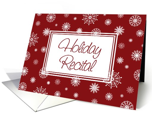 Christmas Recital Invitation Card - Red and White Snowflakes card