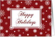 Happy Holidays, Christmas - Red and White Snowflakes card