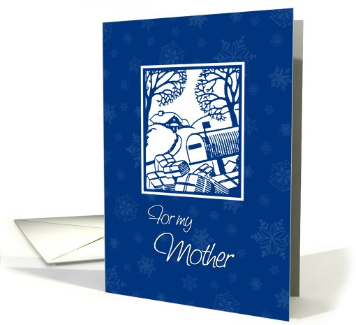 Merry Christmas for Mother Card - Blue White Snow Scene card (670883)