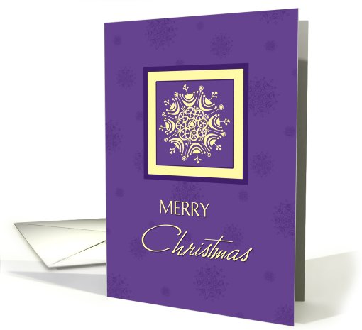Merry Christmas from All of Us - Yellow Purple Snowflakes card