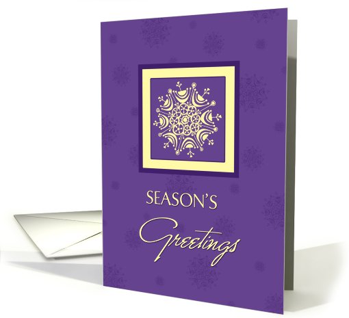 Season's Greetings Christmas - Yellow Purple Snowflakes card (674305)