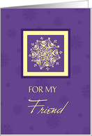 Season’s Greetings Friend Christmas Card - Yellow Purple Snowflakes card