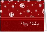 Happy Holidays Christmas Card - Red White Snowflakes card