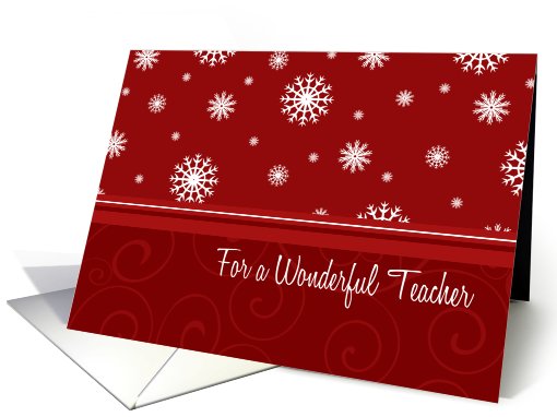 Christmas for Teacher Card - Red White Snowflakes card (674537)