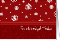 Christmas for Teacher Card - Red White Snowflakes card