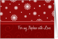 Christmas for Nephew Card - Red White Snowflakes card