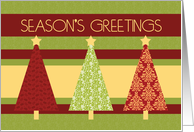 Christmas Season’s Greetings Co-worker Card - Red and Green Pattern Trees card