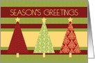 Christmas Season’s Greetings Co-worker Card - Red and Green Pattern Trees card