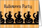 Halloween Pumpkin Carving Party Invitation Card - Orange Stripes Black Cats card