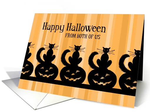 Happy Halloween from both of us Card - Orange Stripes Black Cats card
