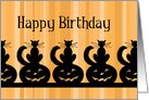 Happy Halloween Birthday Card - Orange Stripes Black Cats card