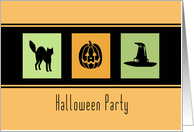 Halloween Costume Party Invitation Card - Orange Black Green card