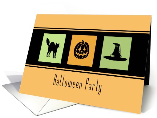 Halloween Office Party Invitation Card - Orange Black Green card