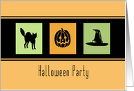 Halloween Office Party Invitation Card - Orange Black Green card