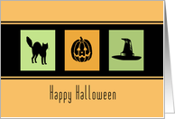 Happy Halloween Card - Orange Black Green card