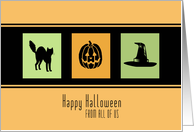 Happy Halloween from All of Us Card - Orange Black Green card