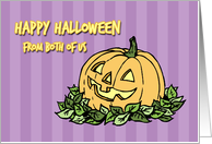 Happy Halloween from Both of Us Card - Purple and Orange Pumpkin card