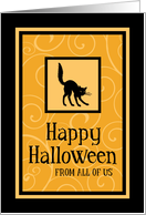 Happy Halloween from All of Us Card - Orange Black Cat card