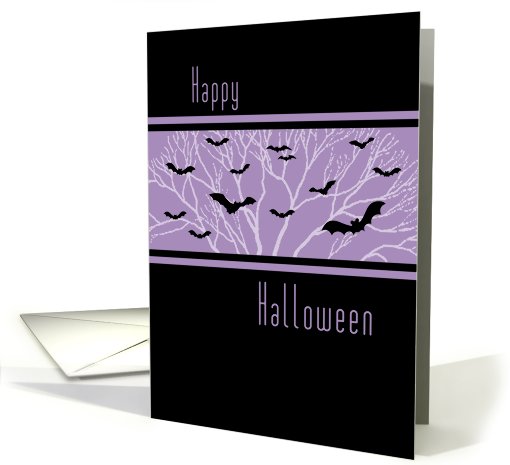 Happy Halloween for Secretary Card - Purple Black Bats card (680536)