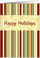 Happy Holidays Christmas Card - Red Green Yellow Stripes card