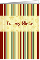 Happy Holidays for Niece Christmas Card - Red Green Yellow Stripes card