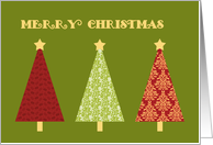 Merry Christmas from All of Us Card - Green Pattern Christmas Trees card