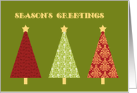 Season’s Greetings for Employee Card - Green Pattern Christmas Trees card