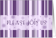 Christmas Party Invitation Card - Purple Stripes and Snowflakes card