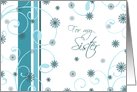 Christmas for Sister Card - White Turquoise Snowflakes card