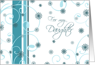 Christmas for Daughter Card- White Turquoise Snowflakes card