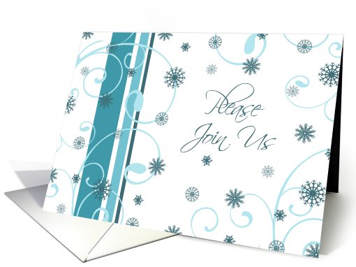 Christmas Party Invitation Card - White Turquoise Snowflakes card