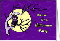 Halloween Party Invitation Card - Purple Owl and Moon card