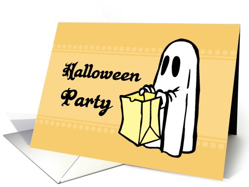 Halloween Costume Party Invitation Card - Orange Ghost card (683752)
