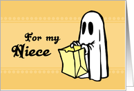 Happy Halloween for Niece - Orange Ghost card