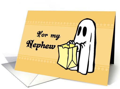 Happy Halloween for Nephew - Orange Ghost card (685439)
